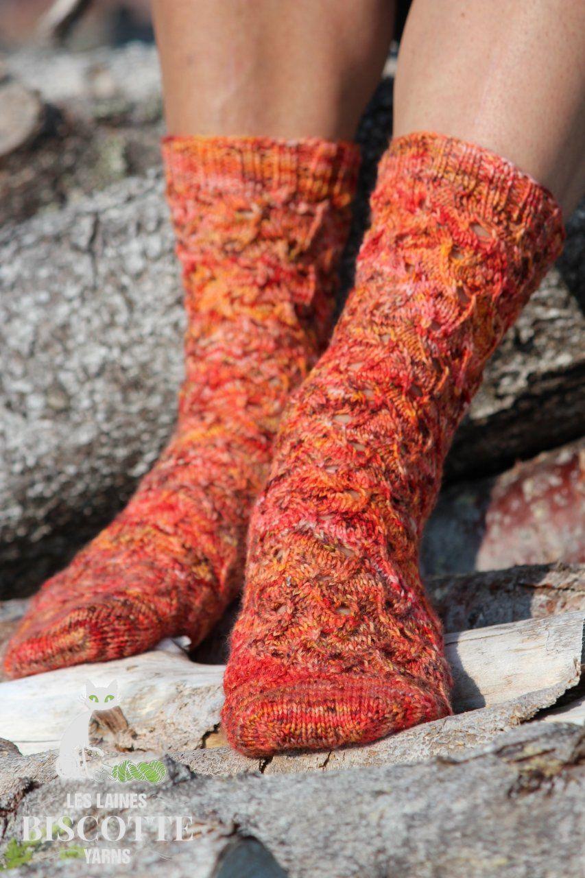 Flames of Bonfire Socks | Free Knitting Pattern - Biscotte Yarns