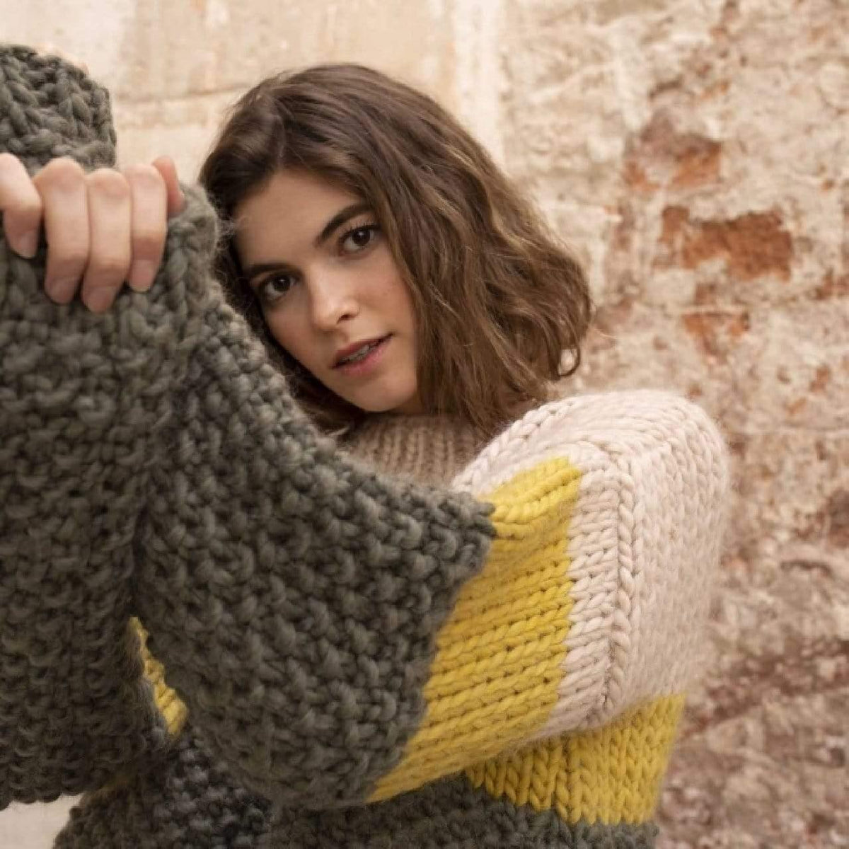 Cross The Line Sweater knitting kit by Katia - Biscotte Yarns