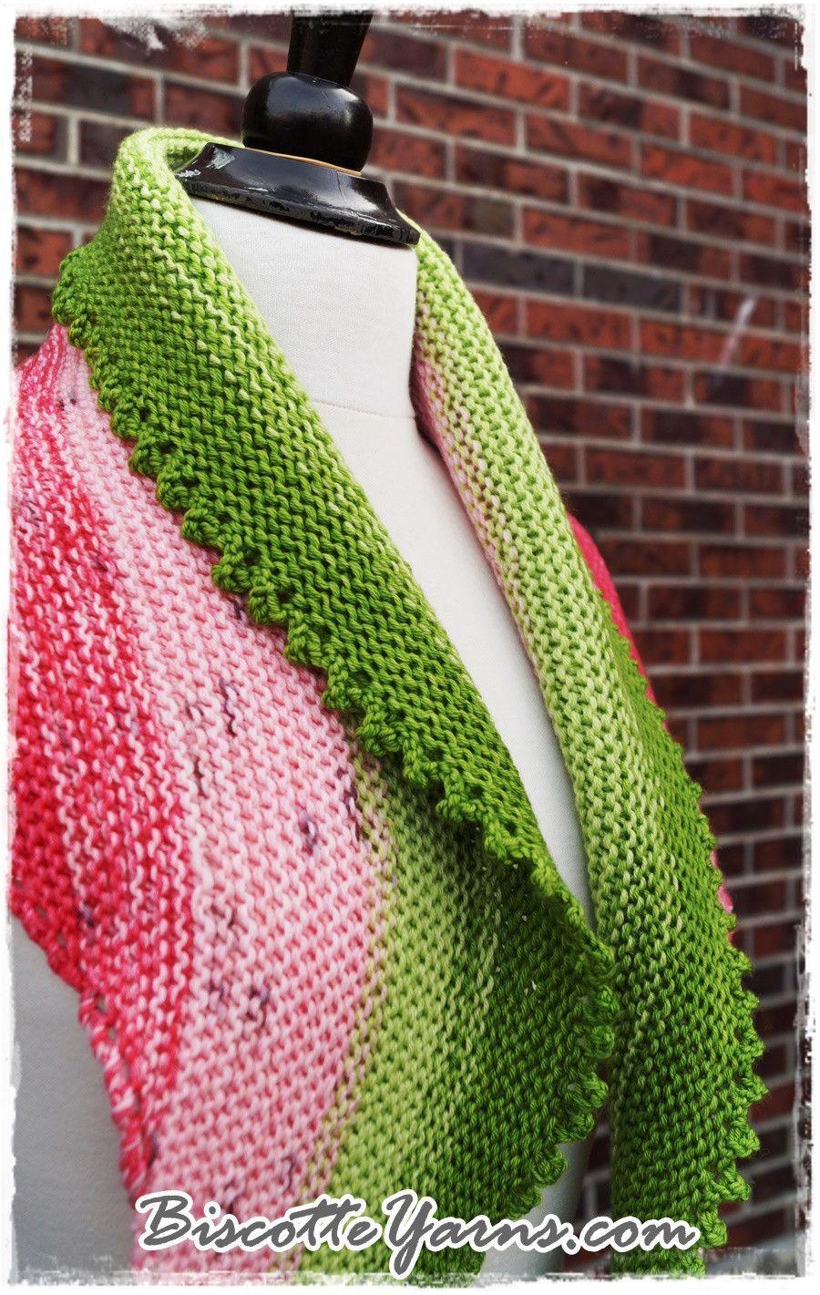 Shawl pattern - Watermelon Slice Shawl - Biscotte yarns