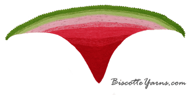 Shawl pattern - Watermelon Slice Shawl - Biscotte yarns