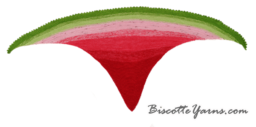 Shawl pattern - Watermelon Slice Shawl - Biscotte yarns
