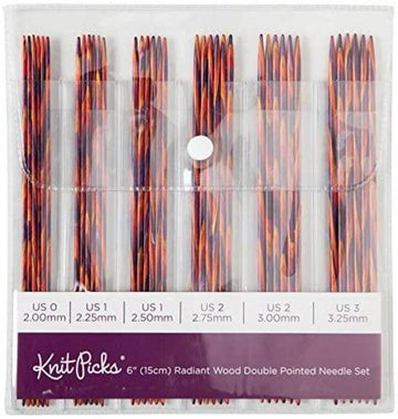 KNIT PICK - 6" (15cm) Radiant Wood Double Pointed Needle Set - Biscotte Yarns