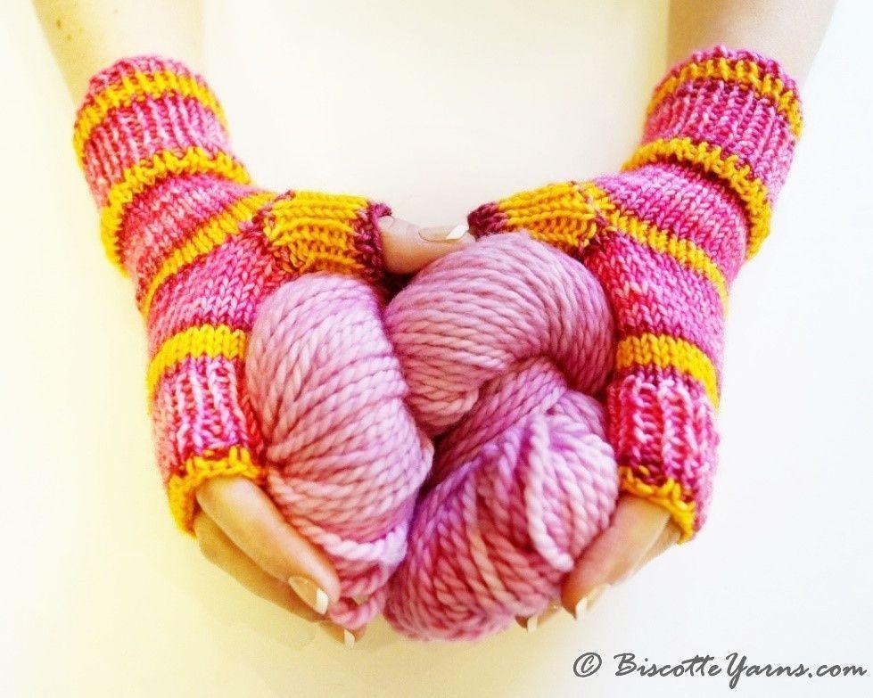 Learn to knit in the round with this Fingerless Mitts pattern
