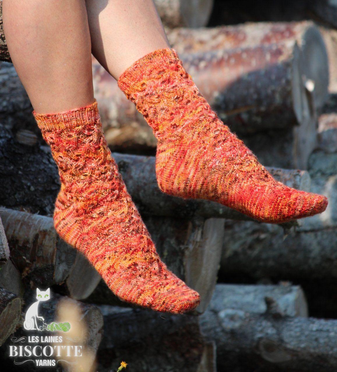 Flames of Bonfire Socks | Free Knitting Pattern - Biscotte Yarns